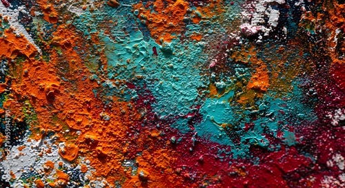 Textured Acrylic Paint Abstract - Vibrant Brushstrokes and Impasto Technique Creating a Dynamic Colorful Composition