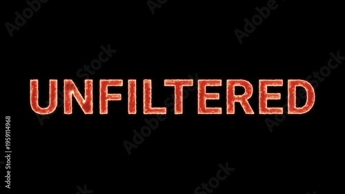 Unfiltered Text Glowing Neon Reveal Animation Orange Isolated On Black Background