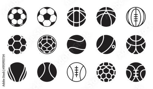 Abstract ball patterns and spherical shapes for sports graphics and modern digital interface icons