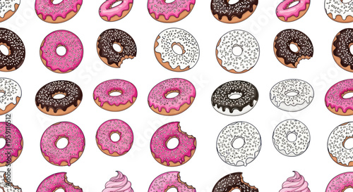Assorted Donuts Pattern - Sweet Treats Background