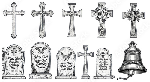 Christian Crosses and Gravestones Collection - Religious Symbols
