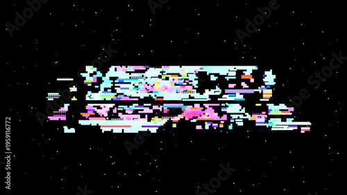 Futuristic glitch vector showing digital transformation, retro gaming UI mood and red pink highlights for modern tech design. Ideal for tech branding, UI, and sci-fi graphics.
