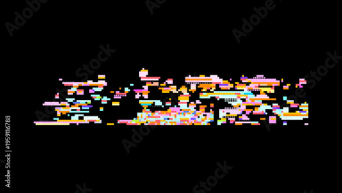 Futuristic glitch vector showing digital transformation, retro gaming UI mood and red pink highlights for modern tech design. Ideal for tech branding, UI, and sci-fi graphics.