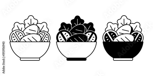 Grilled Chicken Salad Outline Icon Healthy Protein Meal Minimal Monochrome Style