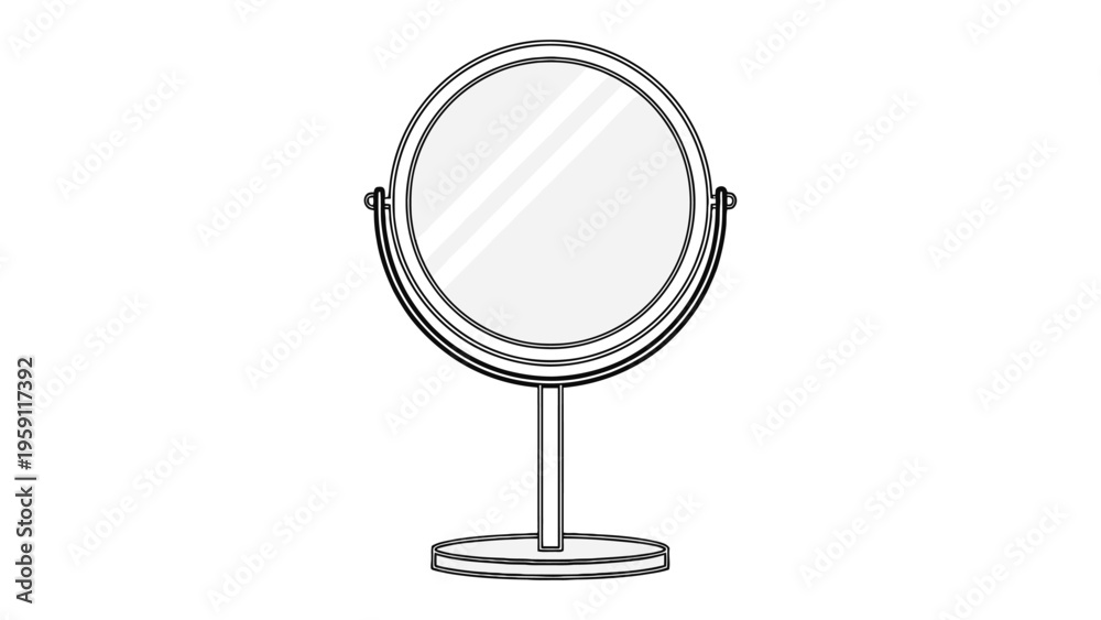 Fototapeta premium Round Vanity Mirror Icon Representing Beauty Makeup Preparation And Personal Grooming Tool Vector Illustration