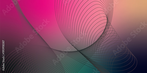 Glowing Salmon, DeepPink, green, and black gradient ribbons rising smoothly from a dark shadowed base against a grainy textured background with gentle luminous highlights, modern creative banner desig