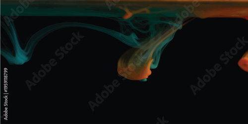 Abstract Colorful Smoke Clouds Red Blue Yellow on Black Background Art