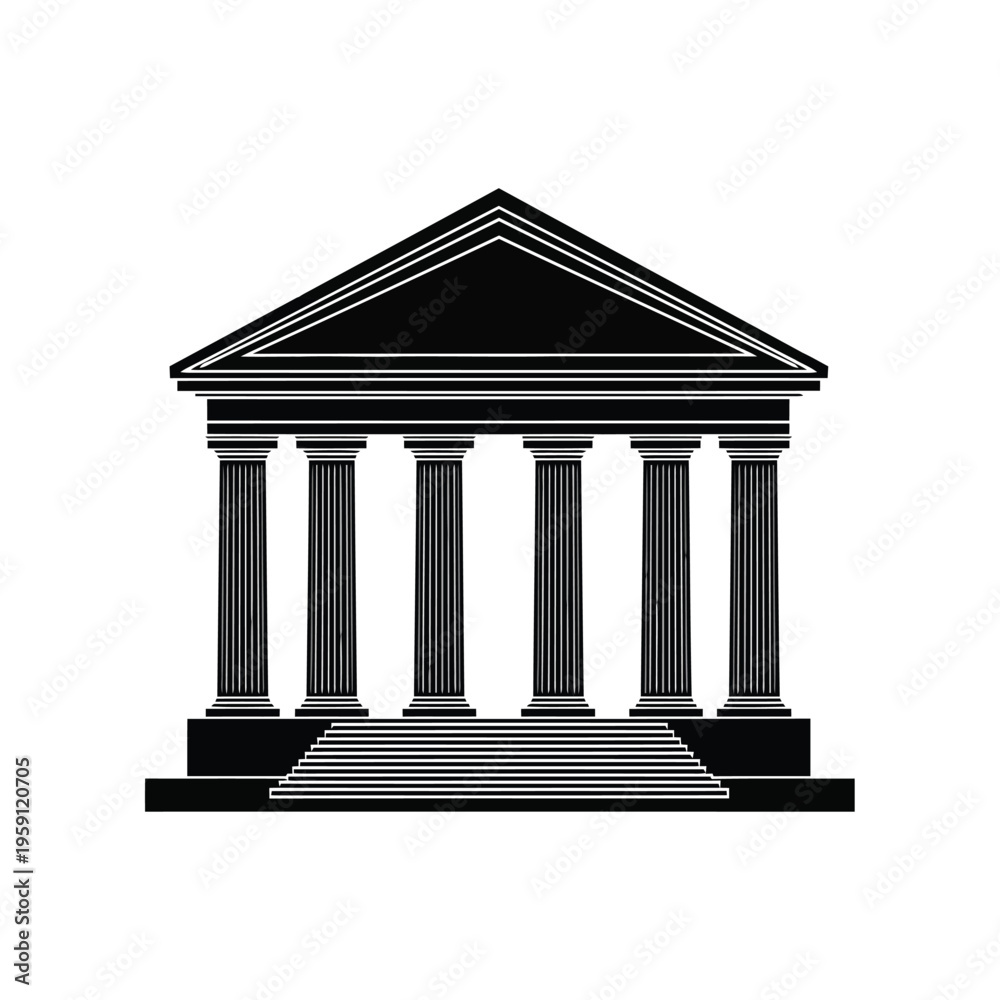 Fototapeta premium Classic black and white architectural depiction of a neoclassical building facade