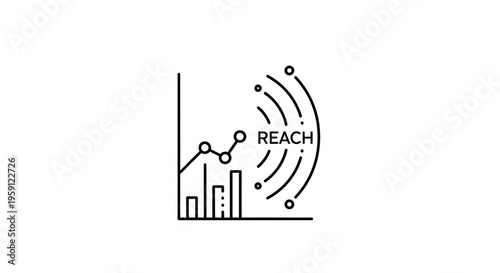 Business growth chart with reach signal, concept of marketing, analytics and success