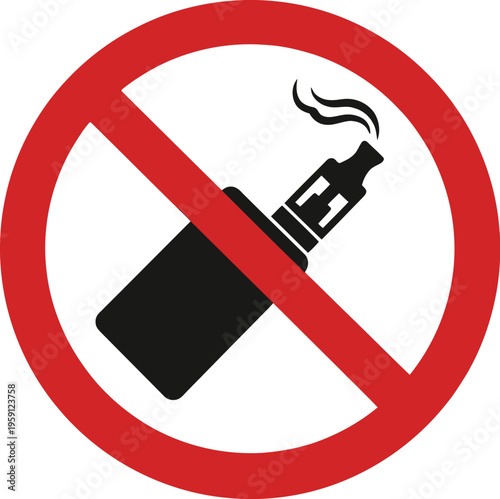 No vaping allowed sign with a red circle and a black e-cigarette