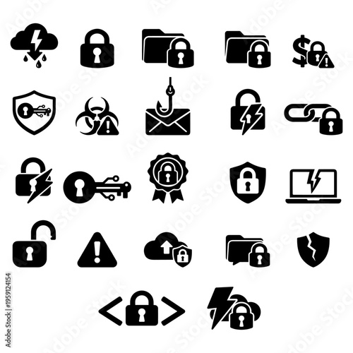 Cloud Security and Privacy Icon Set
Minimalist 2px stroke vector icons for cloud data security, network privacy, and server protection.
