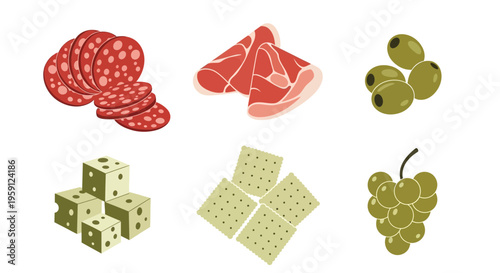 Assorted cured meats and cheese plate.