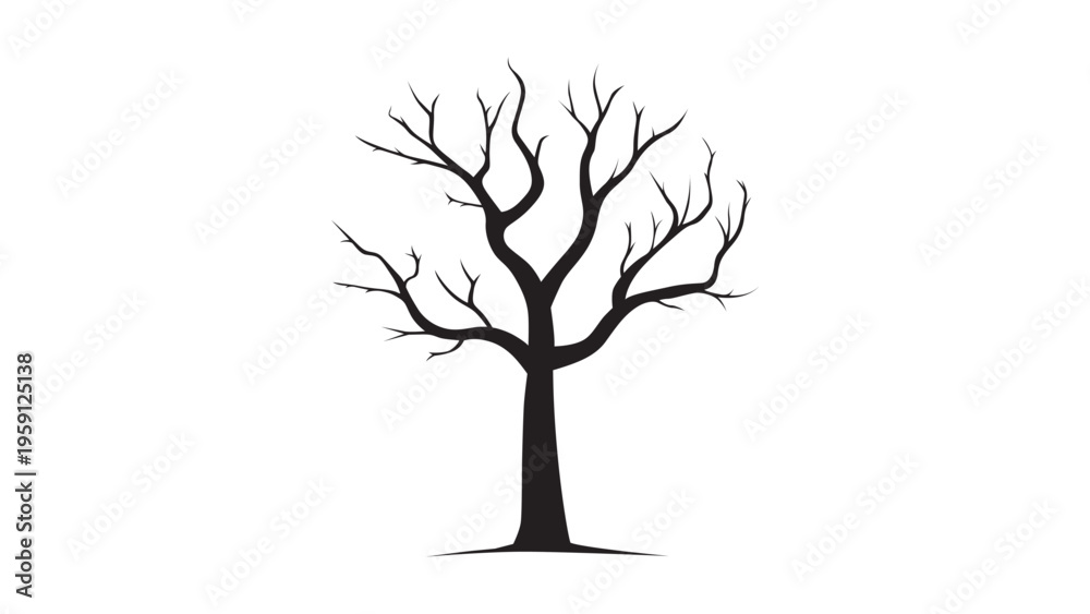 Fototapeta premium Bare tree silhouette without leaves. Vector illustration. 