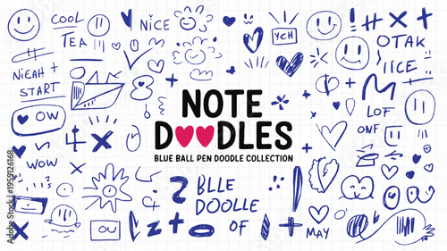 Expressive Note Doodles: A playful collection of hand-drawn doodles, capturing a lighthearted spirit, perfect for adding a touch of whimsy and creativity to your design.