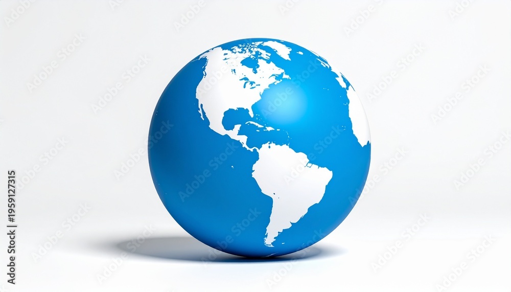 Obraz premium 3D Globe: Americas Highlighted on White Background