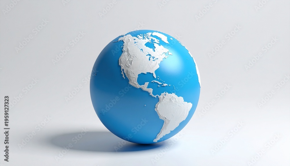 Obraz premium 3D Globe: Americas Highlighted on White Background
