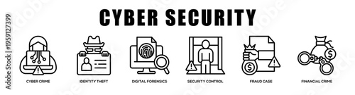 Cyber Security web banner icon illustration concept