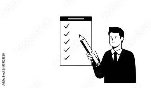 Businessman highlighting important tasks checklist priority vector illustration