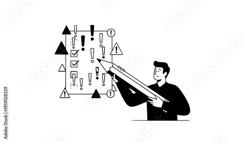 Urgent task management attention checklist vector illustration business