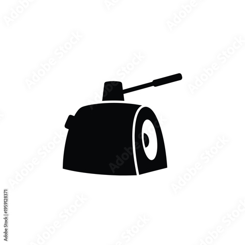 Black silhouette of a tank with extended barrel