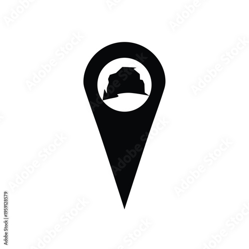 Black location pin with white hard hat silhouette