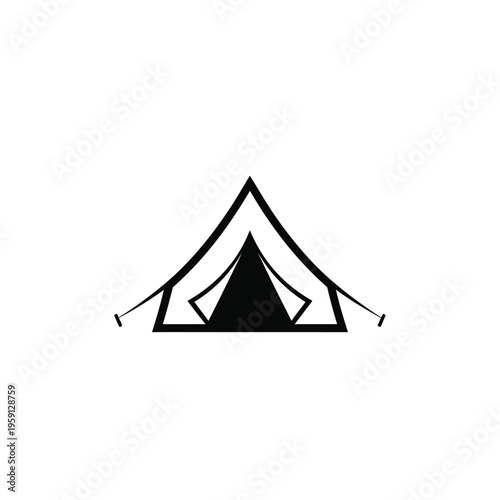 Black and white minimalist tent with open entrance