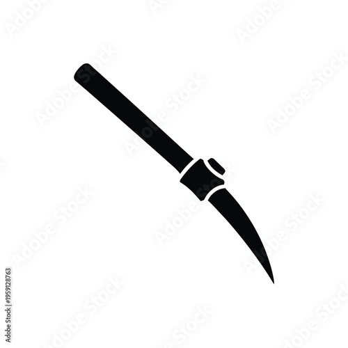 Black silhouette of a pickaxe tool with a curved blade