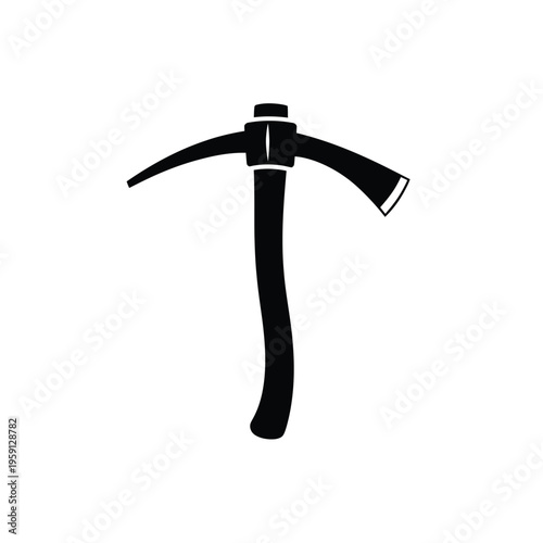 Black pickaxe tool silhouette on white background