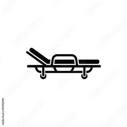 Black line of a reclined adjustable stretcher bed