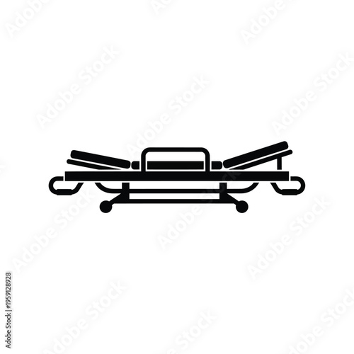 Black and white of a hospital stretcher medical
