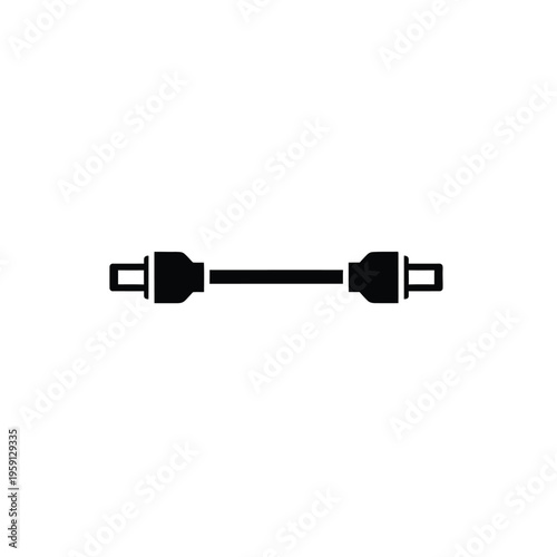 Black and white of a seatbelt buckle and strap