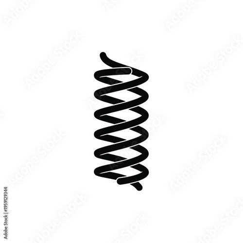 Black spiral spring coil on white background