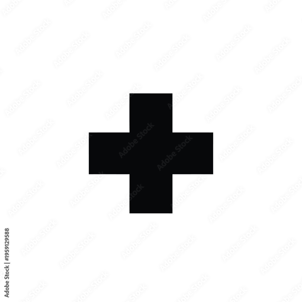 Fototapeta premium Black cross shape on a white background symbol