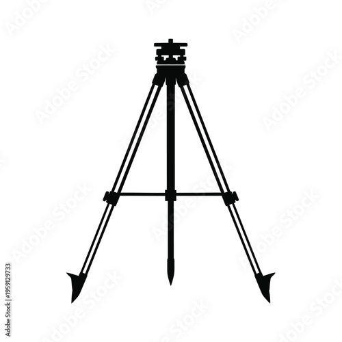 Black and white tripod silhouette with adjustable legs and spikes