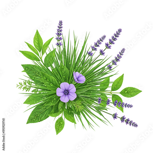 Botanical Corner Frame with Lavender on Transparent Background