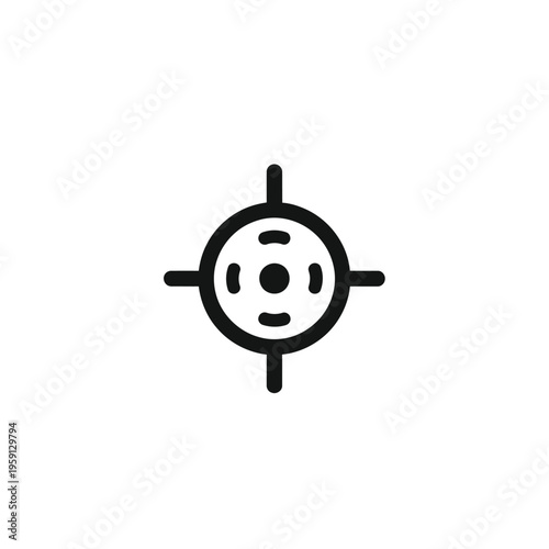 Black and white target symbol with crosshairs and bullseye