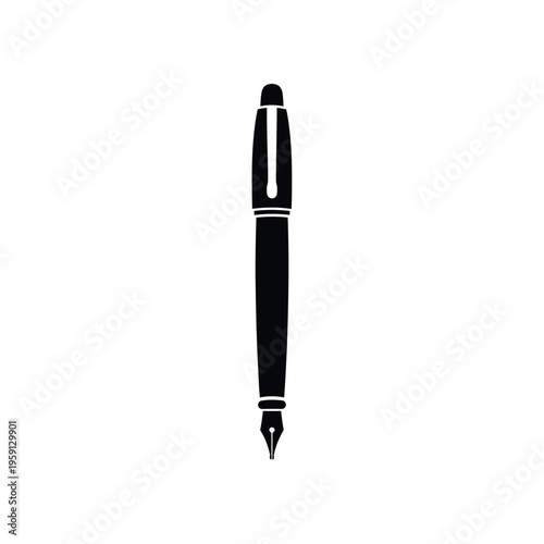 Black fountain pen silhouette on white background
