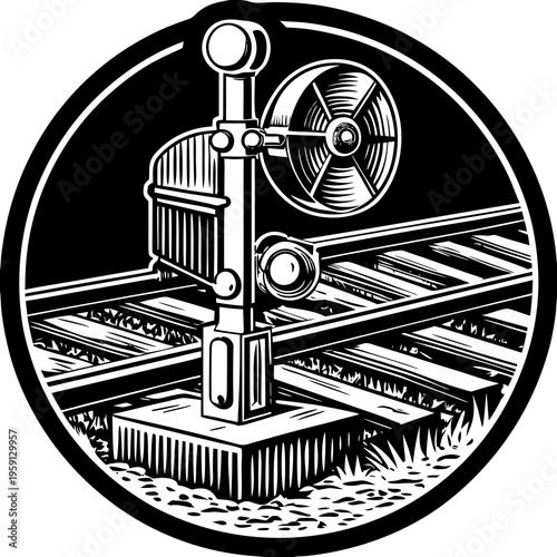 Old railway signal semaphore blade post silhouette