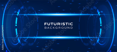 Futuristic blue technology background with glowing HUD interface and digital sci fi frame.
Abstract high tech neon light panel on dark blue vector backdrop.