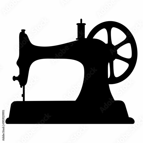 Antique sewing machine treadle base wheel silhouette