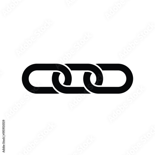 Black chain link on white background connection