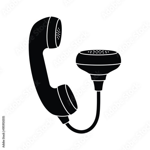 Black telephone handset with microphone attachment