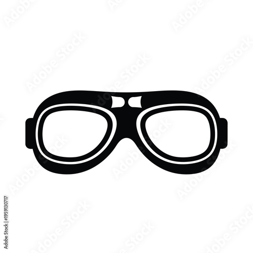 Black and white aviator goggles with clear lenses and thick frame