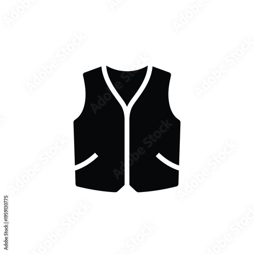 Black and white sleeveless vest with two front pockets