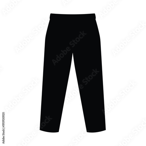 Black trousers silhouette on white background