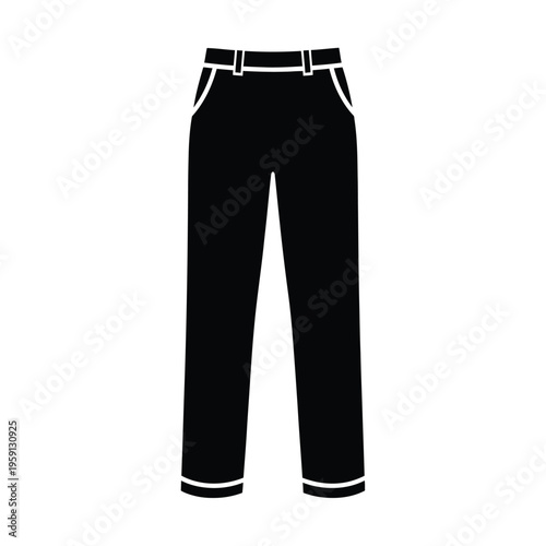 Black and white silhouette of simple pants with belt