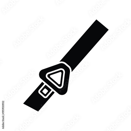 Black and white seatbelt with triangular buckle