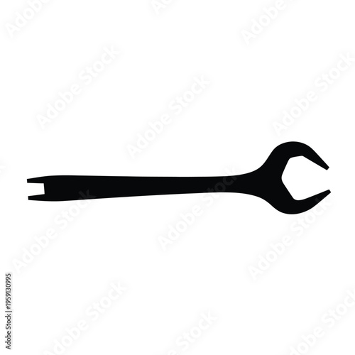 Black silhouette of a combination wrench with open and box ends