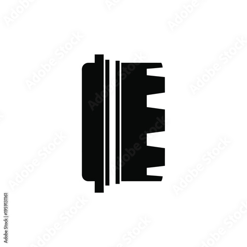 Black and white abstract with vertical lines and stepped shapes