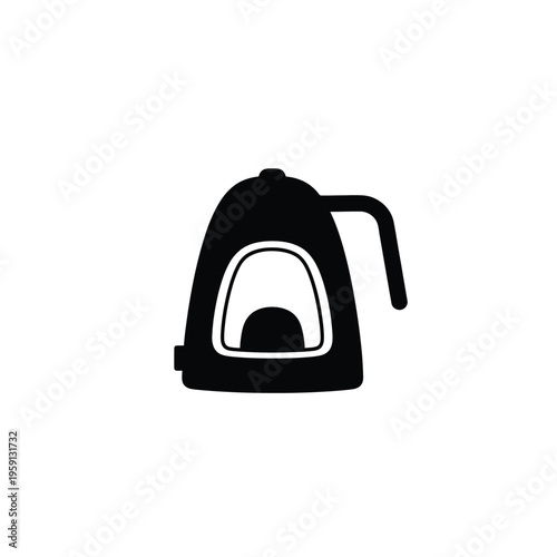 Black and white of a kettle with a handle and spout